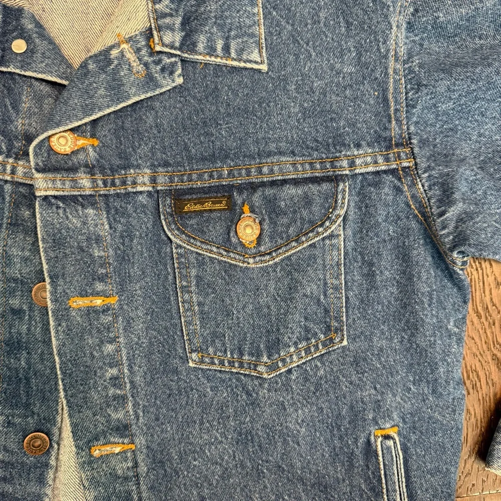 Vintage Eddie Bauer Blue Denim Jean Jacket Mens Large 90s Rare Sz M Streetwear - Picture 3 of 11